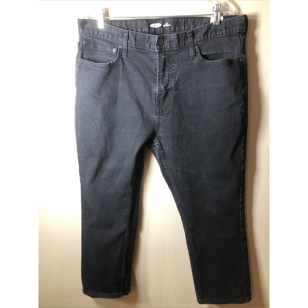 Old Navy Pants Mens Black Denim Slim Built In Flex Size 36 X 23.5 Inseam - Picture 2 of 7